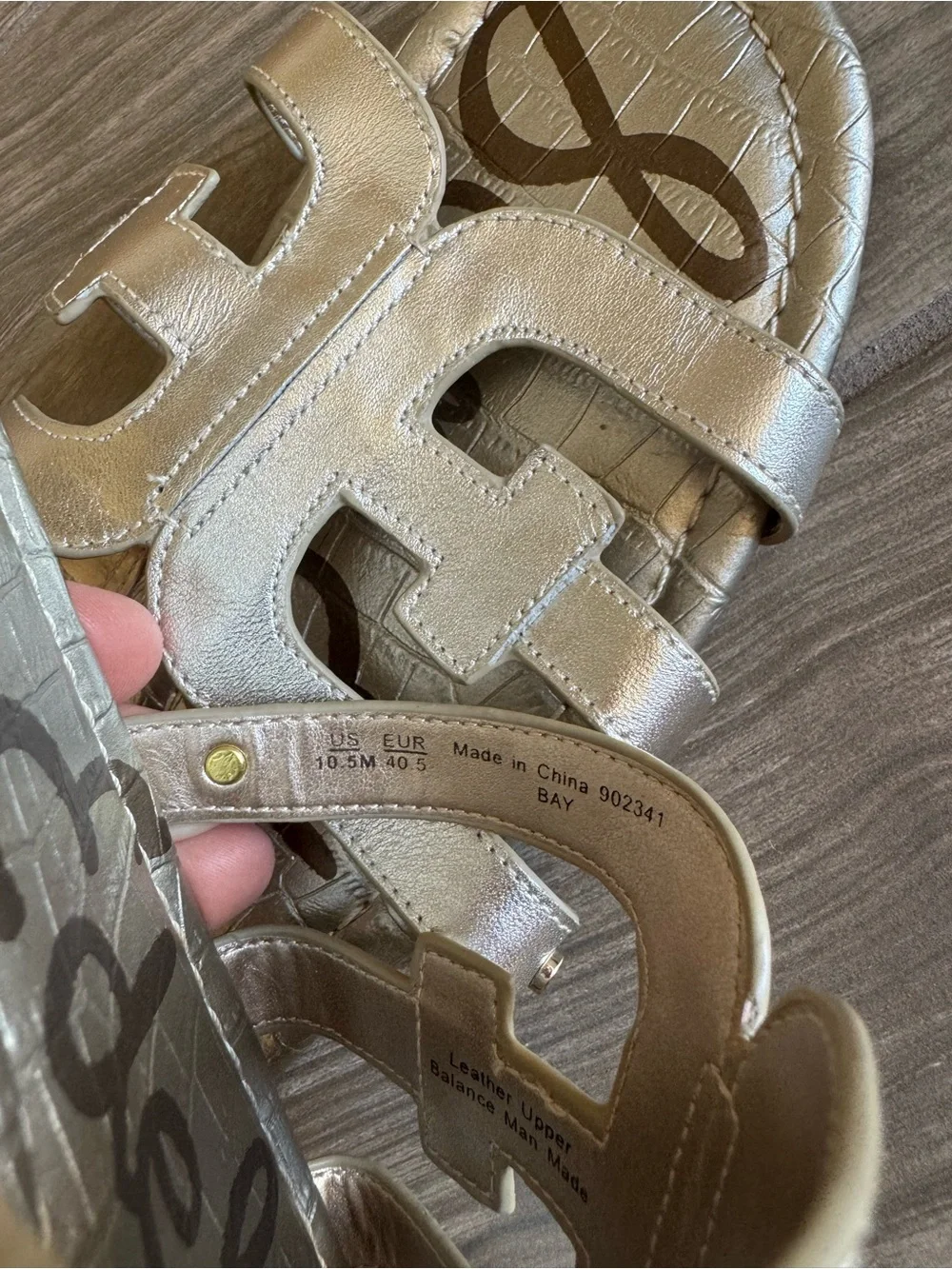 Sam Edelman Silver Metallic Logo Slide Sandals - Picture 5 of 5